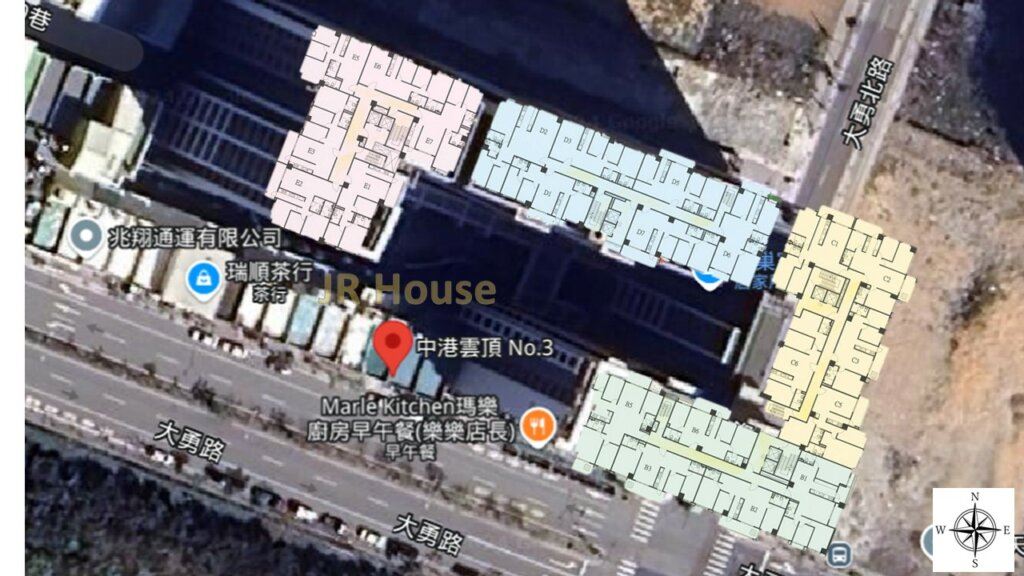 中港雲頂3-格局相對位置空拍圖-近景