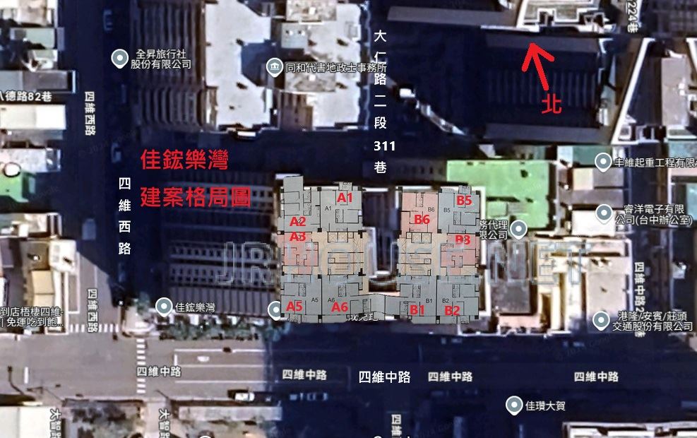 佳鋐樂灣-空拍格局相對位置圖-近景