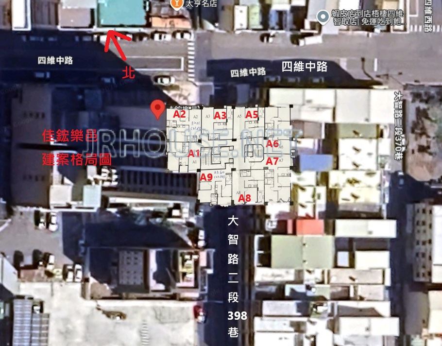 佳鋐樂邑-空拍格局相對位置圖-近景
