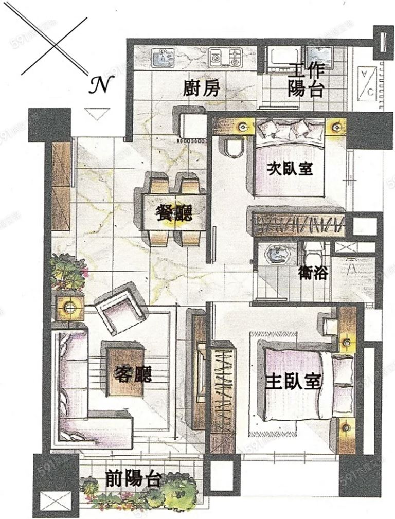 富宇水花園-傢配格局圖