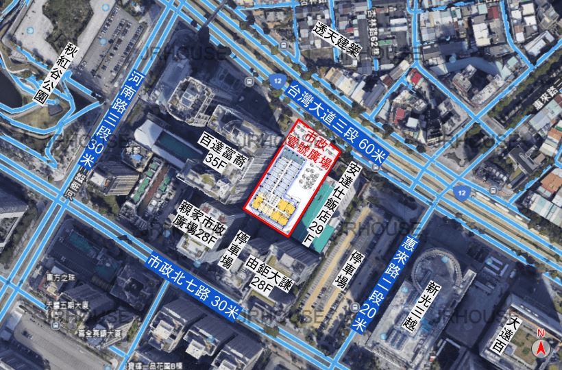 市政壹號廣場-格局相對位置空拍圖-遠景