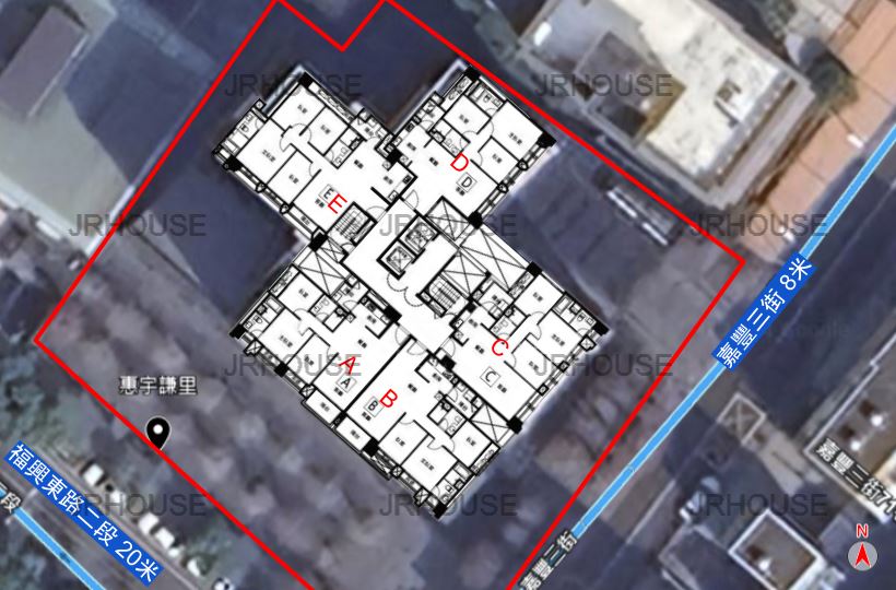 惠宇謙里-格局相對位置空拍圖-近景