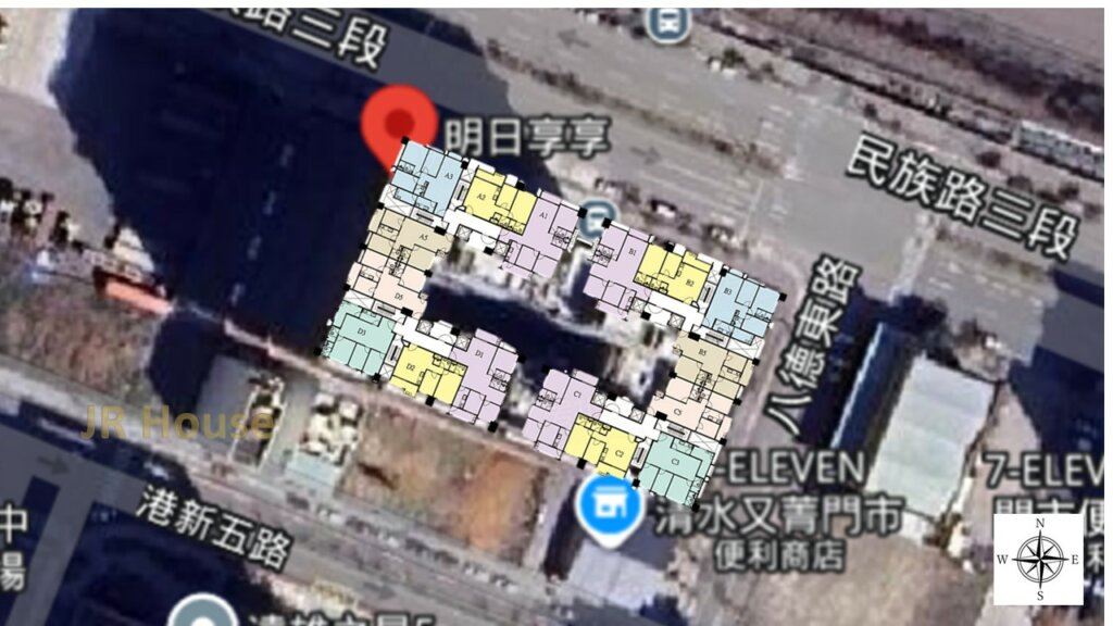明日享享-格局相對位置空拍圖-近景