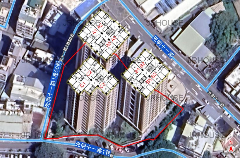 晴川悅河-格局相對位置空拍圖-近景