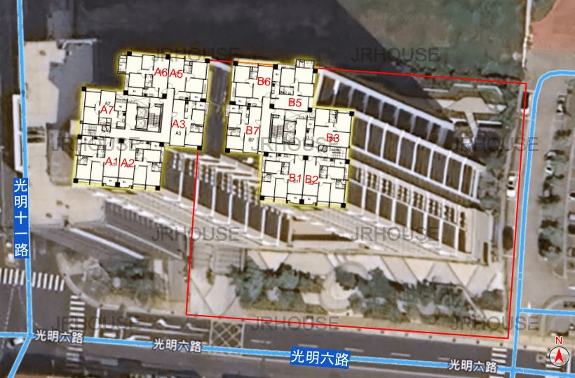 皇普雲鼎-格局相對位置空拍圖-近景