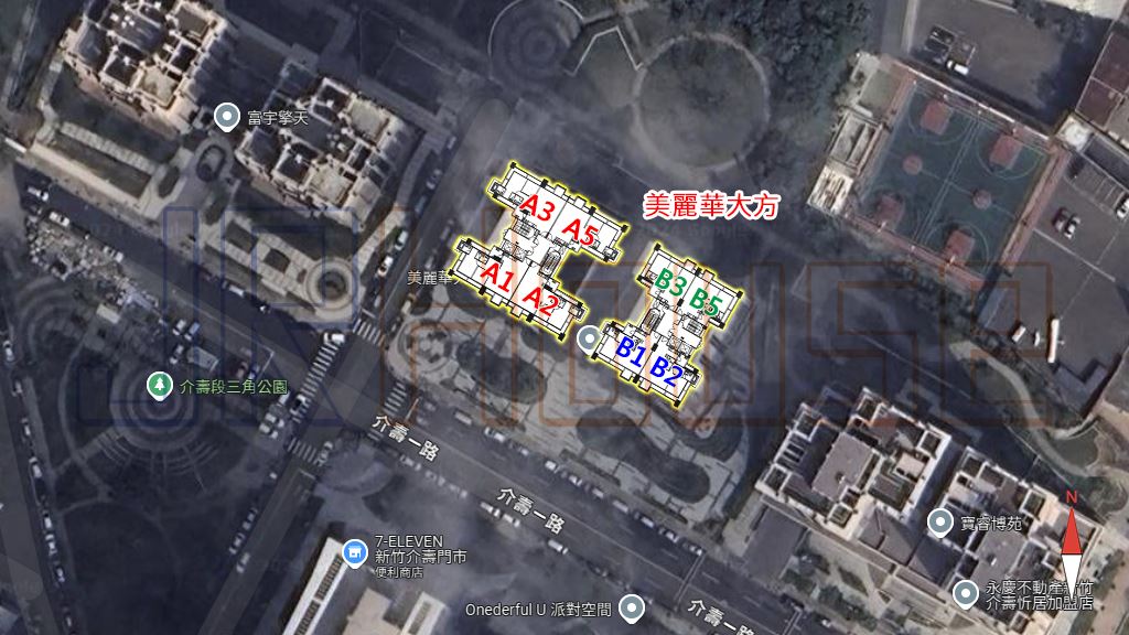 美麗華大方-格局相對位置空拍圖-近景