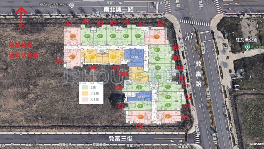 遠雄敦富-格局相對位置空拍圖-近景