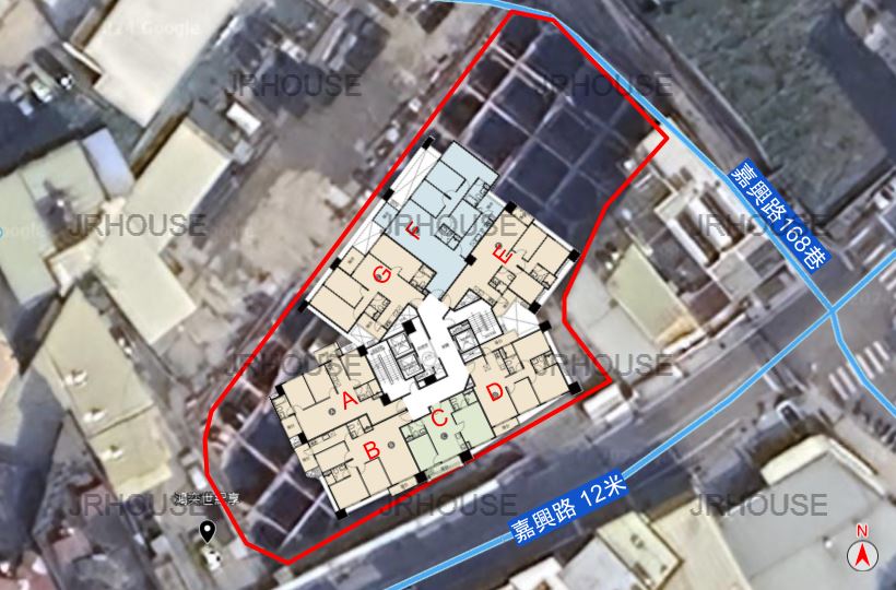 鴻奕世紀享-格局相對位置空拍圖-近景